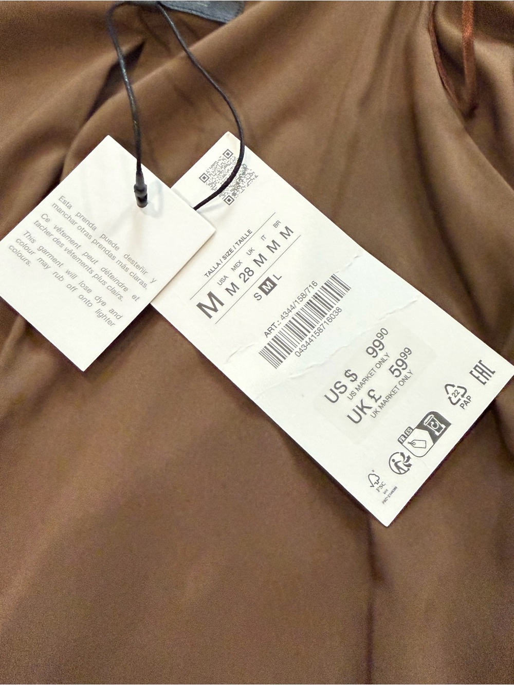 BNWT ZARA FAUX SUEDE JACKET, Gorgeous Brown / gold zip & snap buttons- Medium - Picture 5 of 17
